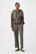 Satin Trim Boxy Jacket, Khaki / L