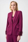 Fringe Cuff Fitted Blazer, Plum / 12