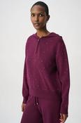 Embellished Hooded Pullover Sweater, Plum / XS