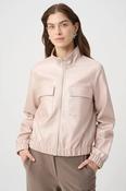 Metallic Leatherette Bomber Jacket, Light Pink / XS