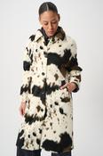 Faux Fur Cow Print Coat, Cream Mix / S