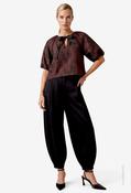 Satin Look Barrel Trousers, Black Beauty / 40