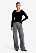 Wide Leg Jeans In Dark Grey Denim, Dark Grey / 36