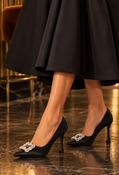 Satin Touch Diamante Heel, Black / 40