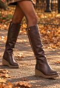 Zip Back Knee High Boot, Brown / 39