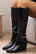 Wedge Knee High Boot, Black / 39