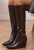 Wedge Knee High Boot, Brown / 37