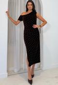 Donna Asymmetric Velvet Dress, Brown / 12