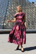 Betty Asymmetric Floral Midi Dress, Wine / 16 image