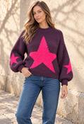 Star Design Knit Jumper, Grape-Pink / F/S image