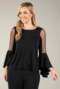 Sparkle Embellished Bell Sleeve Top, Black / M image