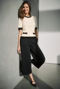 Contrast Knit Cardigan, Black/Beige / 42 image