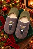 Men's Novelty Cabin Slippers, Khaki / 8-9