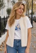 Sleeveless Fluffy Vest, Pastel Sand / 46 image