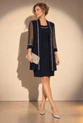 Diamante Trim Dress &amp; Jacket Set, Navy / 14 image
