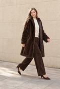 Faux Fur Hooded Coat, Chocolate / M