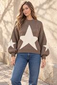 Star Design Knit Jumper, Taupe/Cream / F/S image