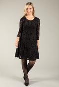 Floral Flock Dress, Black / 2XL image