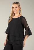 Diamante Trim Blouse, Black / L image