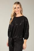 Contrast Sequin Blouse, Black / F/S image