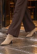 Suede Feel Kitten Heel Boot, Beige / 38
