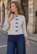Adi Oriental Style Cardigan, Off White/Blue / F/S image