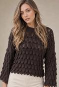 Scalloped Knit Jumper, Chocolate / F/S image