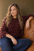 Scalloped Knit Jumper, Bordeaux / F/S