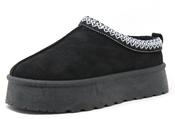 Embroidered Platform Slip On Boot, Black / 37