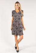 Zig Zag Plisse Tiered Dress, Black / 8 image
