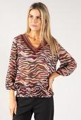 Zebra Print V Neckline Top, Wine / 10 image