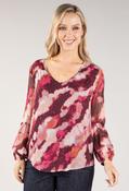 Foiled Detailing V Neck Top, Pink / 14