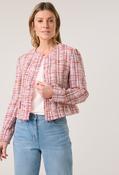 Blazer jacket in a bouclé look with a fringed edge, Pink / 46 image