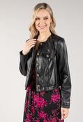 Leather Look Buttoned Jacket, Black / XL image