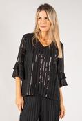 Sequin V Neckline Top, Black / 8
