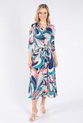 Swirl Print Tie Waist Dress, Light Pink / 10 image