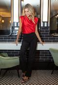 Cowl Neck Satin Blouse, Red / XL image