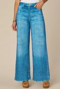 Skyrise French Terry Printed Wide Leg Knit Jeans, Blue / 10 image
