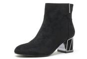 Microfibre Ankle Boot with Steel Trim Heel, Black / 36 image
