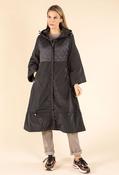 Longline Quilted Rain Coat, Black / S image