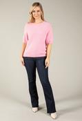 Round Neck Short Sleeve Sweater in Superfine Alpaca, Baby Pink / F/S