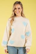 Love Heart Fluffy Knit Jumper, Off White / F/S image