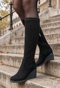 Sparkle Knee High Wedge Boot, Black / 38 image