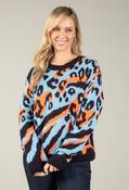 Leopard Print Knit Jumper, Jeans Blue / F/S