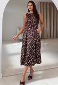 Mirelle Polka Dot Midi Dress, Brown / 10 image