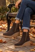 Faux Suede Wedge Boot, Brown / 41