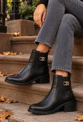 Chelsea Boot with Golden Buckle, Black / 40