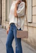 Faux Suede Studded Bag, Taupe / F/S image