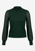 Sheer Sleeve Knit Top, Emerald Green / 34