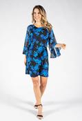 Floral Print Angel Sleeve Dress - Blue / 8 image